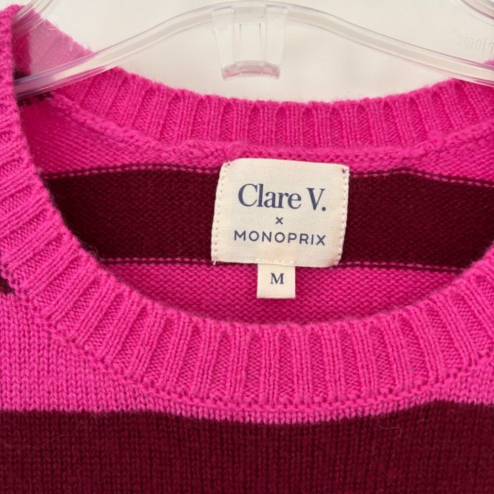 Clare V Pink and Burgundy Striped Knit Vest Monoprix Masculin Feminin - Picture 4 of 5